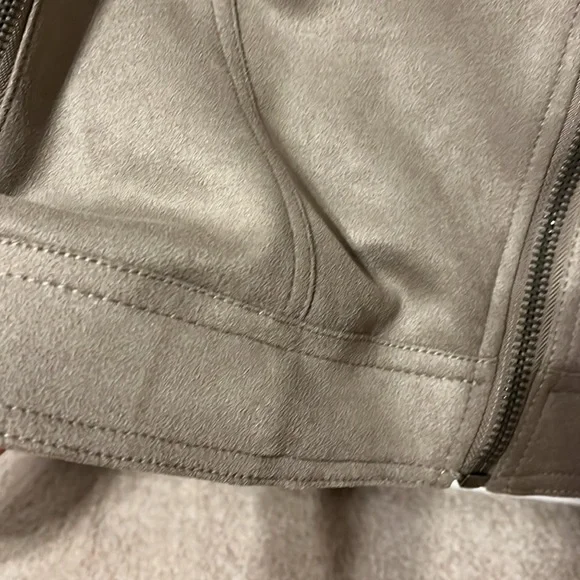 Philosophy Republic Clothing medium moto style jacket faux leather taupe - Picture 6 of 8